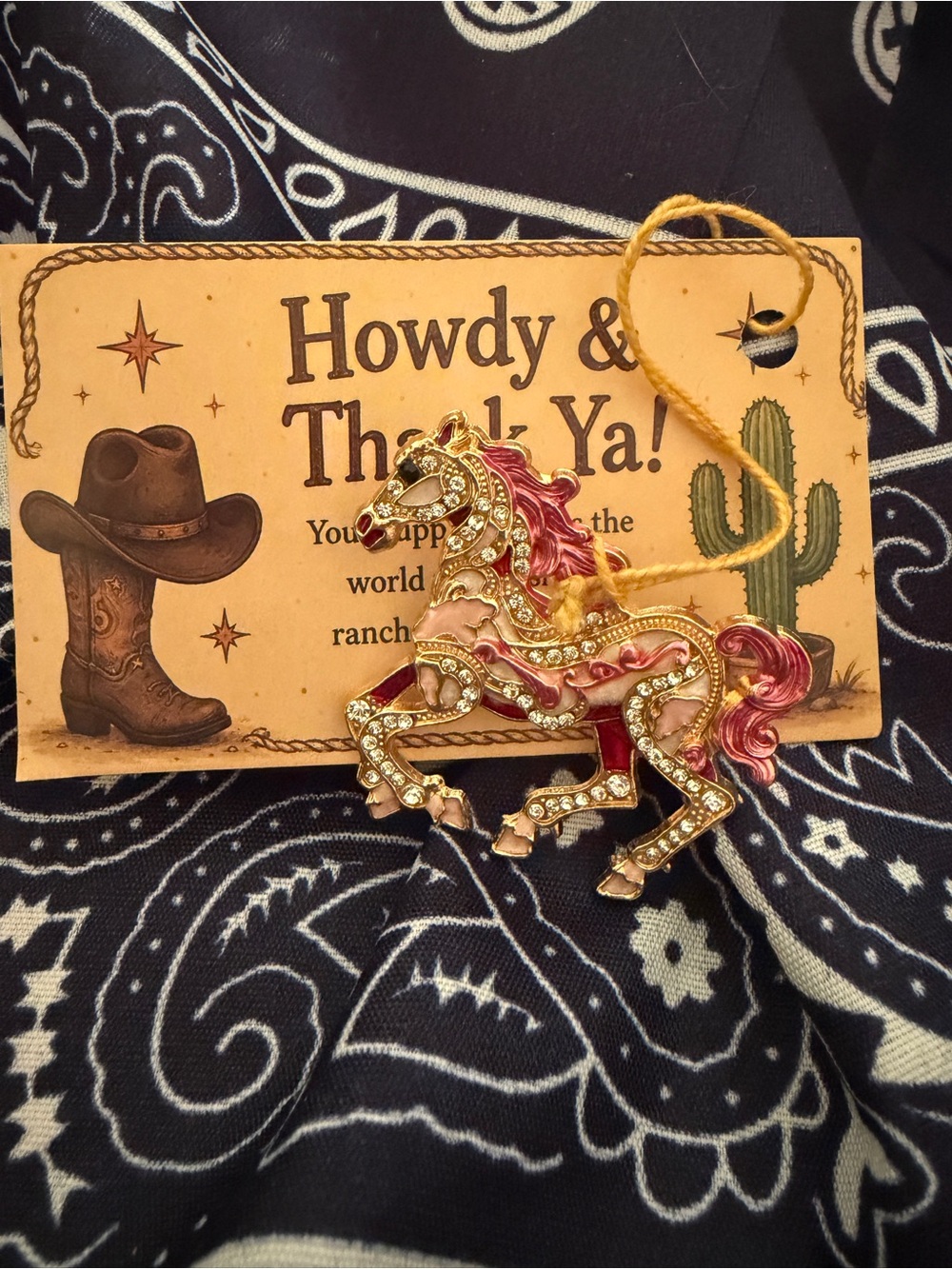 Cotton Candy Colors and Rhinestones Horse Brooch